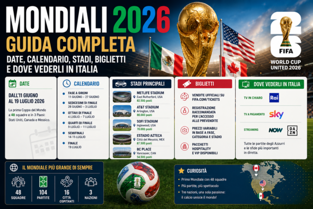 Mondiali 2026, guida completa: date, calendario, stadi, biglietti e dove vederli in Italia
