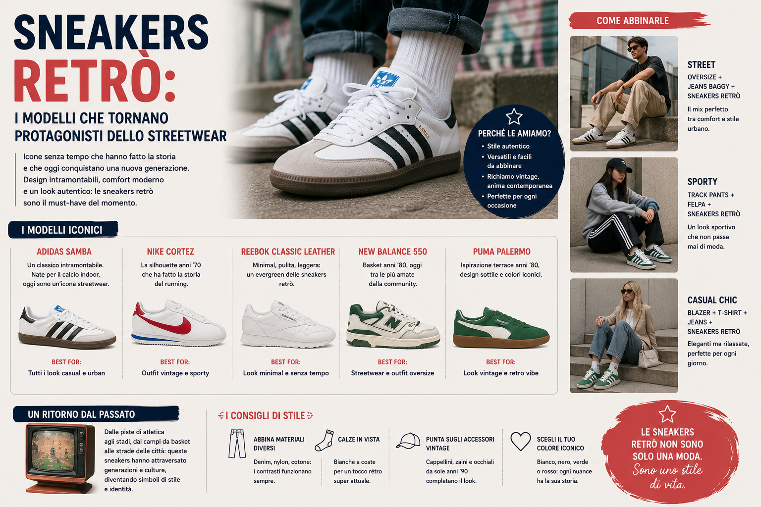 Sneakers retrò: i modelli che tornano protagonisti dello streetwear