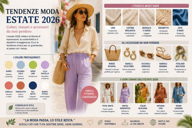 Tendenze moda estate 2026: colori, tessuti e accessori da non perdere